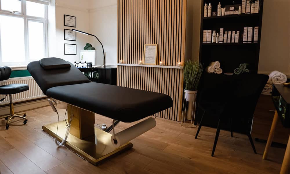 Lady receiving facial in Ruthin